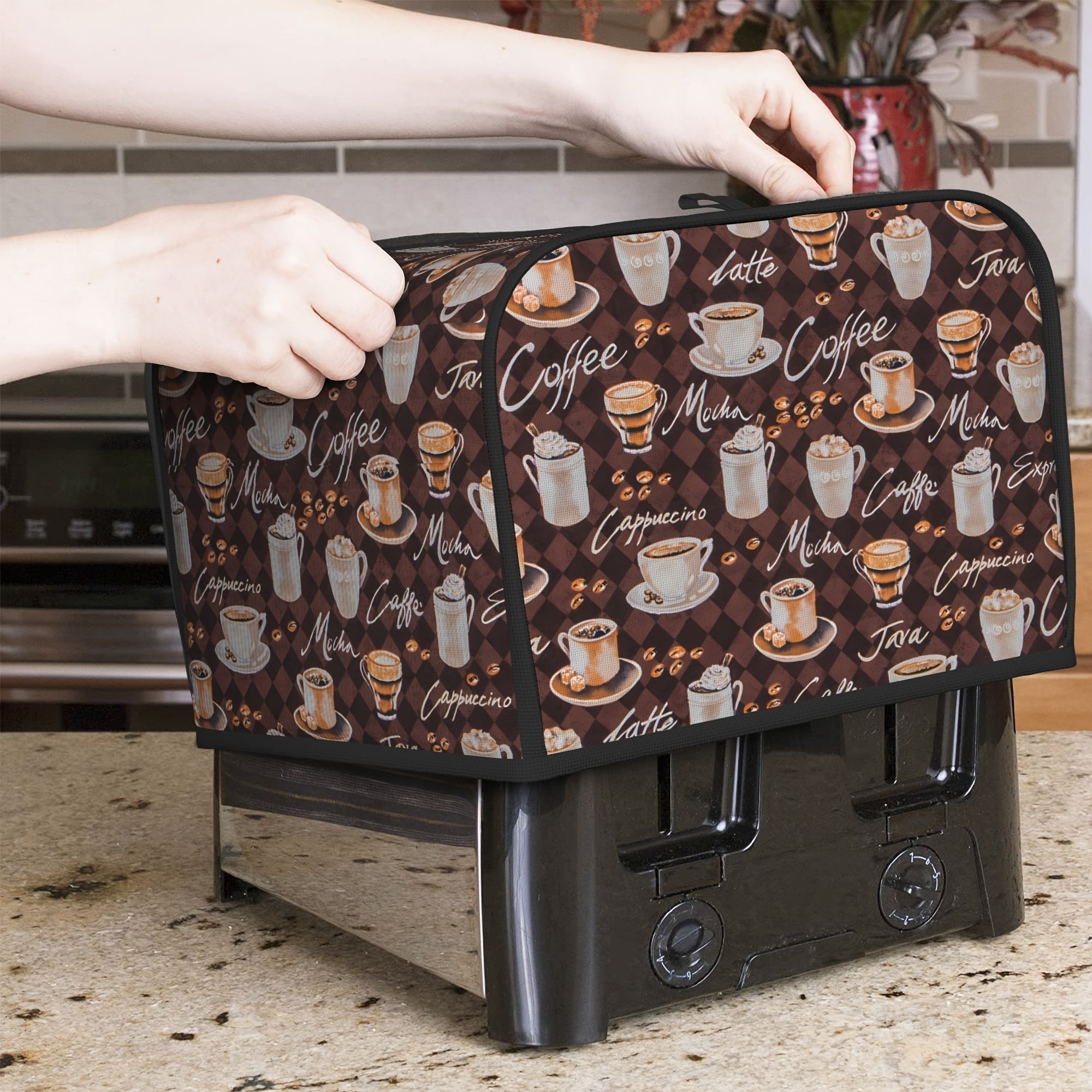 Toaster Cover for 2-4 Slice Toasters Dust-Resistant Machine Washable Top Hook