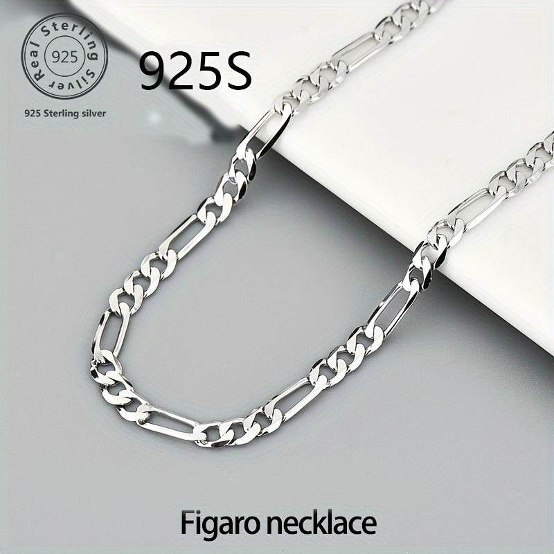 10g 925 Silver Figaro Chain Necklace Hypoallergenic Nickel-Free Daily Wear Gift