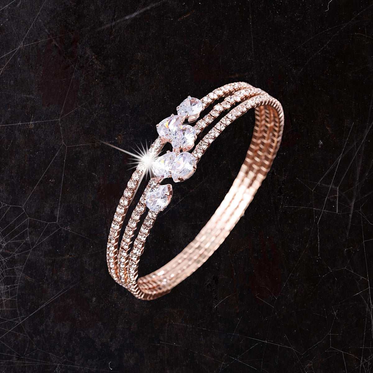 Women's Multi-Layer Water Droplet Bracelet with Synthetic Zirconia