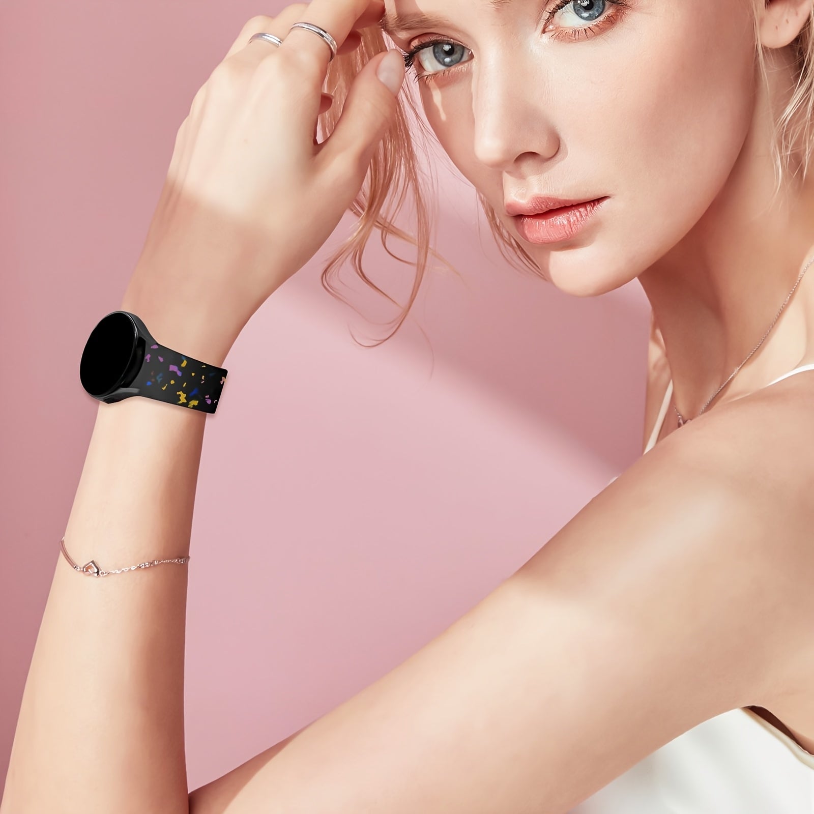 Samsung Galaxy Watch 4/5/6 uchun rang-barang silikon bilaguzuk, sozlanadigan kamar, erkaklar va ayollar uchun