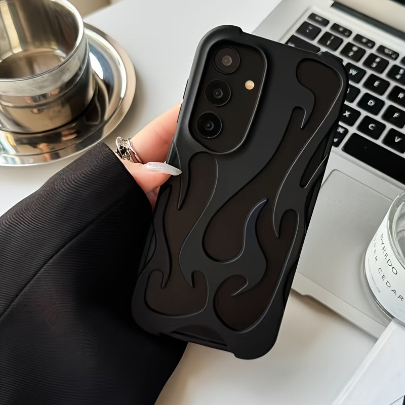 Flame-Shaped Design Phone Case for S24 Ultra with Hollowed-Out Heat Dissipation and Breathability
