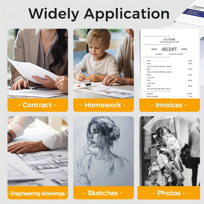 100 piezas de papel térmico A4 21.01x29.69cm mate reciclable para impresora portátil