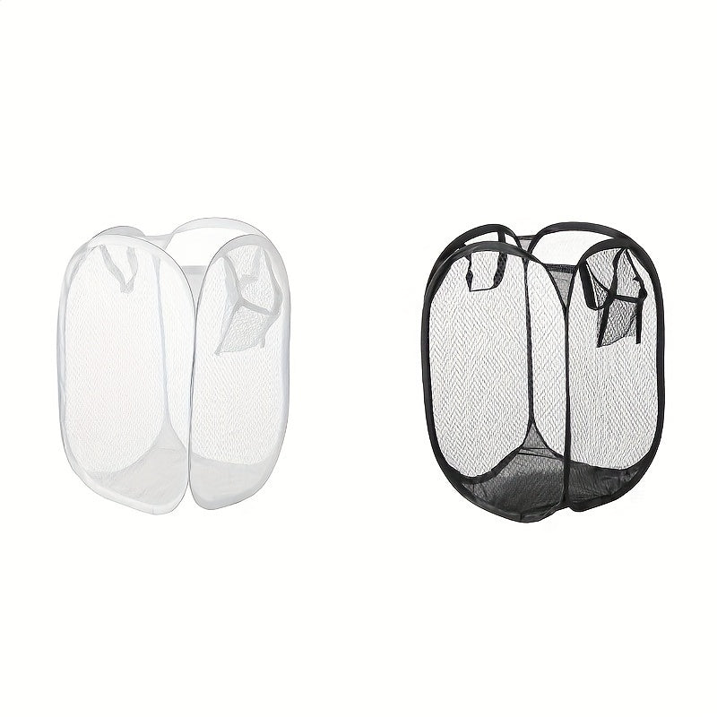 Cesto de ropa plegable de malla con asas, almacenamiento portátil para ropa