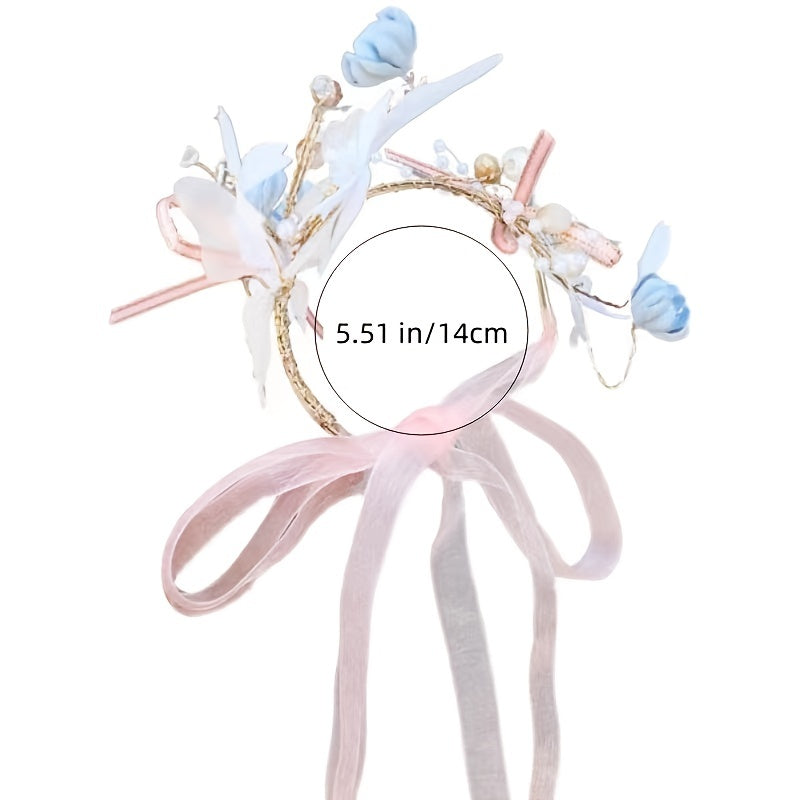 Wedding Wrist Corsages for Brides and Bridesmaids Fabric Flower Ribbon Bracelets