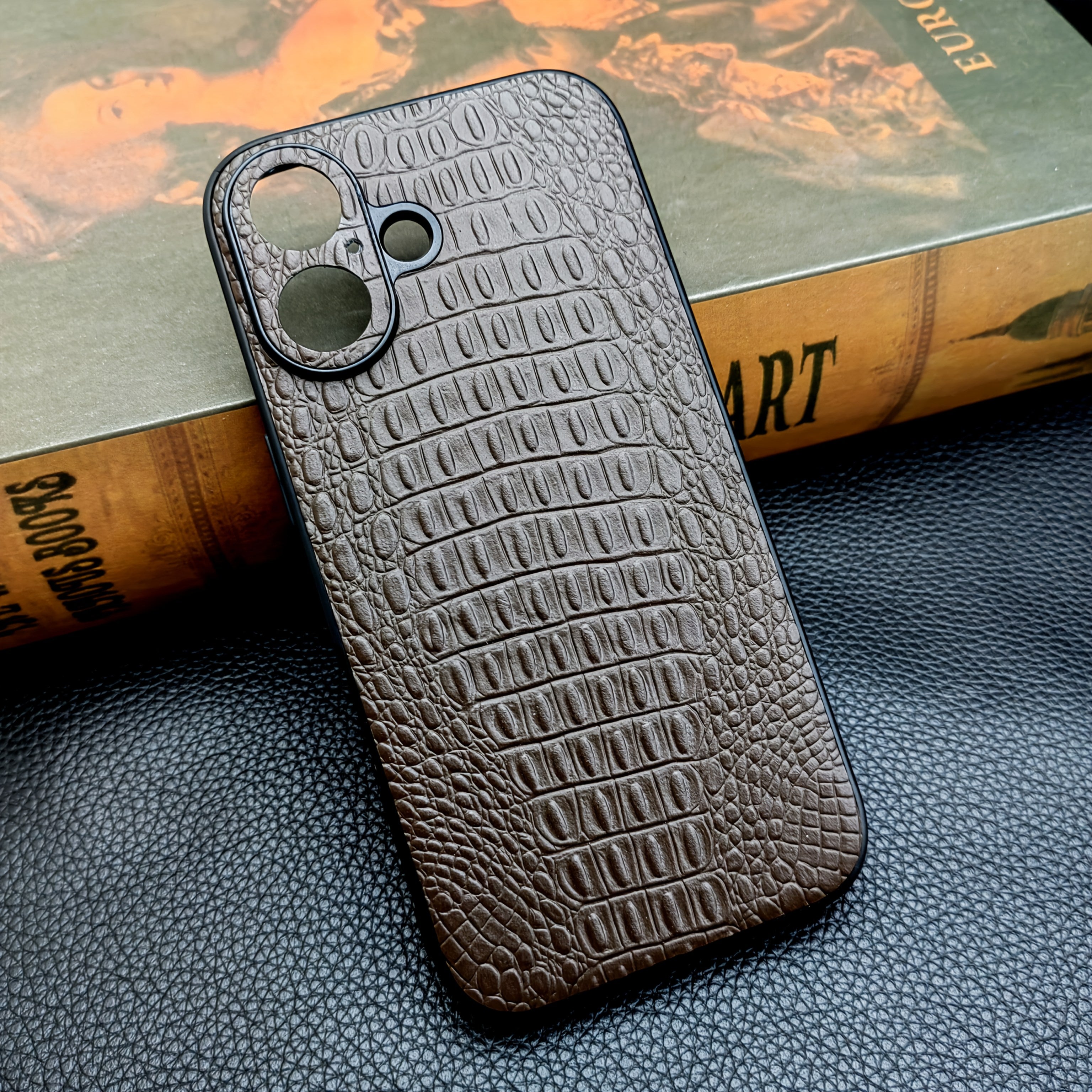 Genuine Leather Phone Case for Apple iPhone 13-16 Series Shockproof and Anti-Slip