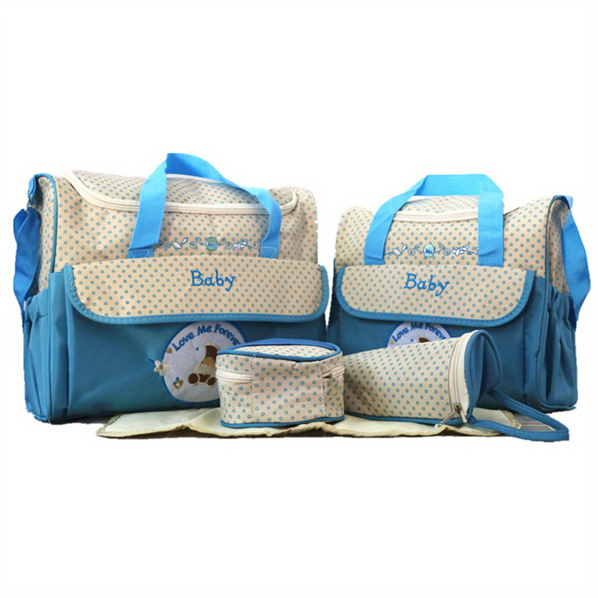 Mommy Bag Set 5-Piece Large Capacity Diaper Bag with Bottle Cover and Accessories