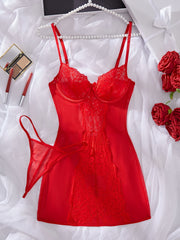 Women's Lace Pajama Set Soft Sleepwear with Adjustable Straps