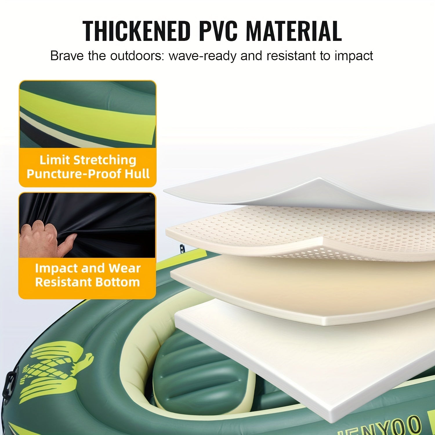 Inflatable PVC Fishing Kayak with Rudder and High-Output Pump