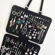 Black Felt Jewelry Organizer 5-Tier Hanging Storage Bag for Earrings Necklaces Bracelets