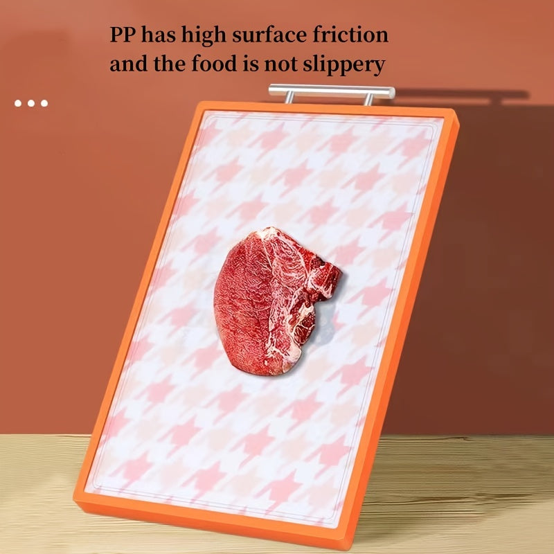 Aseptic Stainless Steel Cutting Board with Handle for Kitchen and Picnic Use