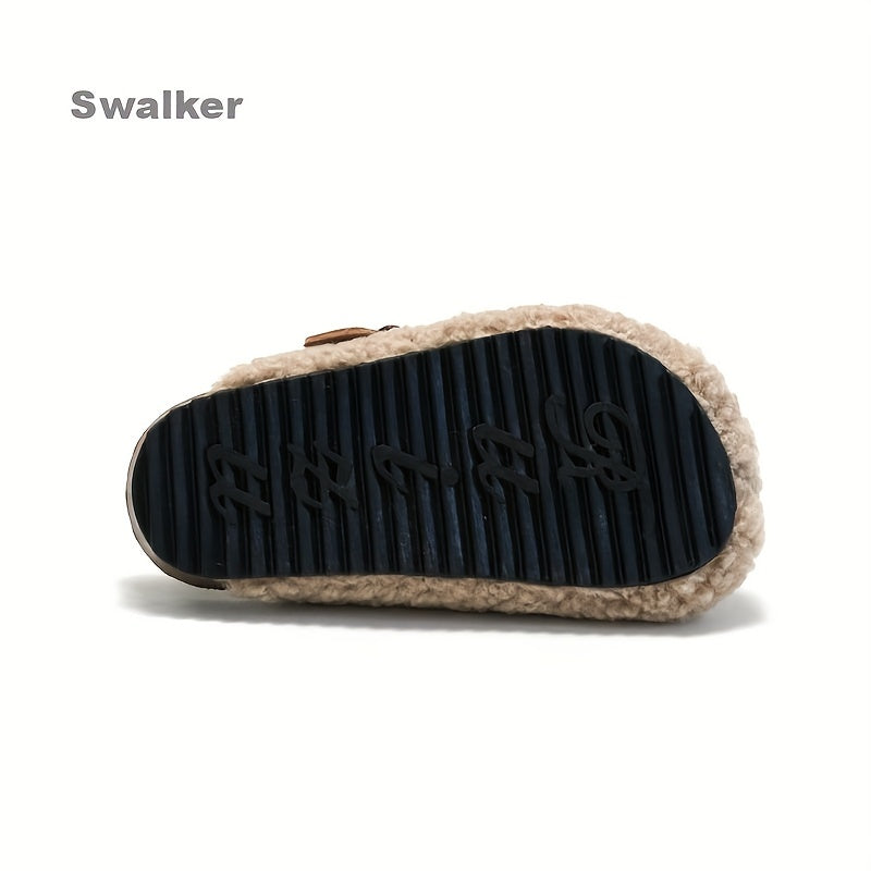 Girls Mule Shoes for Autumn and Winter Lightweight Fabric Geometric Spike Low Top