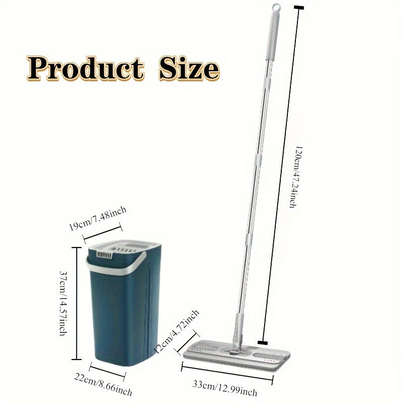 Conjunto de cubo de fregona grande con 4 paños de fregona engrosados para fregado en seco y húmedo