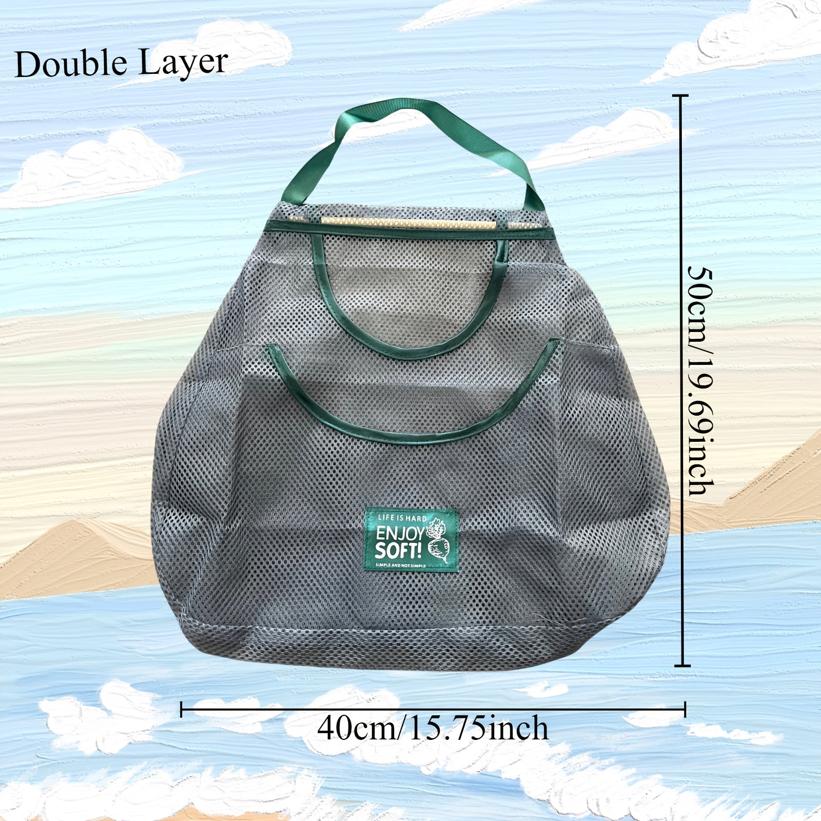 Extra Large Mesh Kitchen Storage Bag Durable Plastic Organizer for Fruits Vegetables Pantry