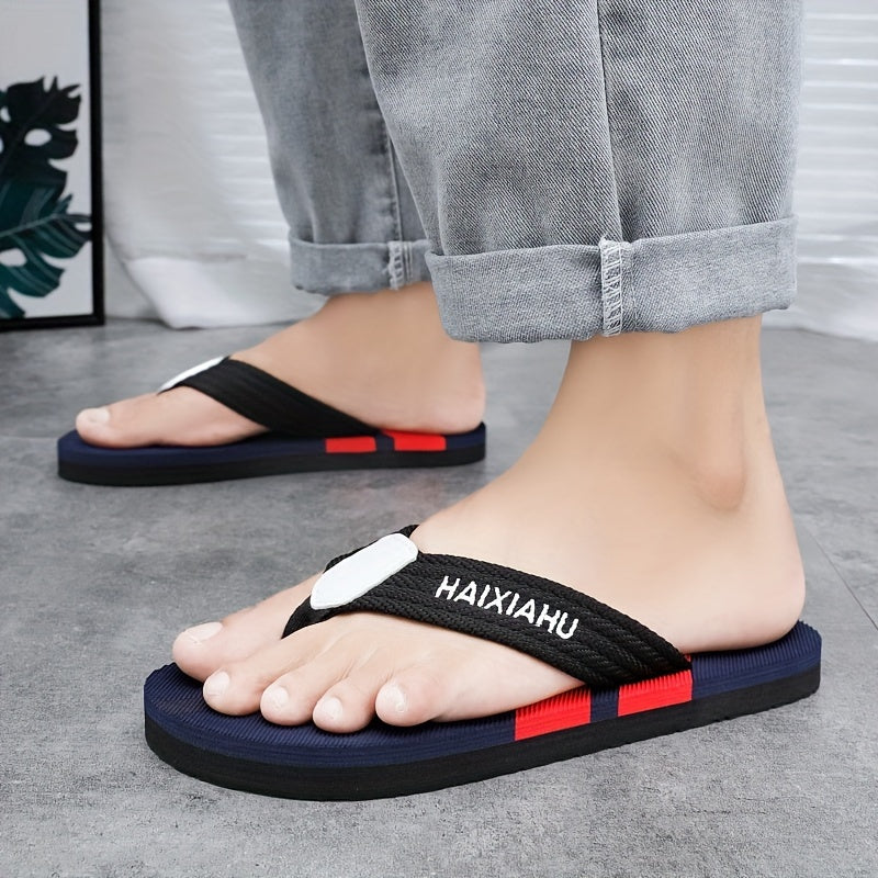 Men's Flip-Flops Green Black White Rubber Sole Indoor Outdoor Lightweight