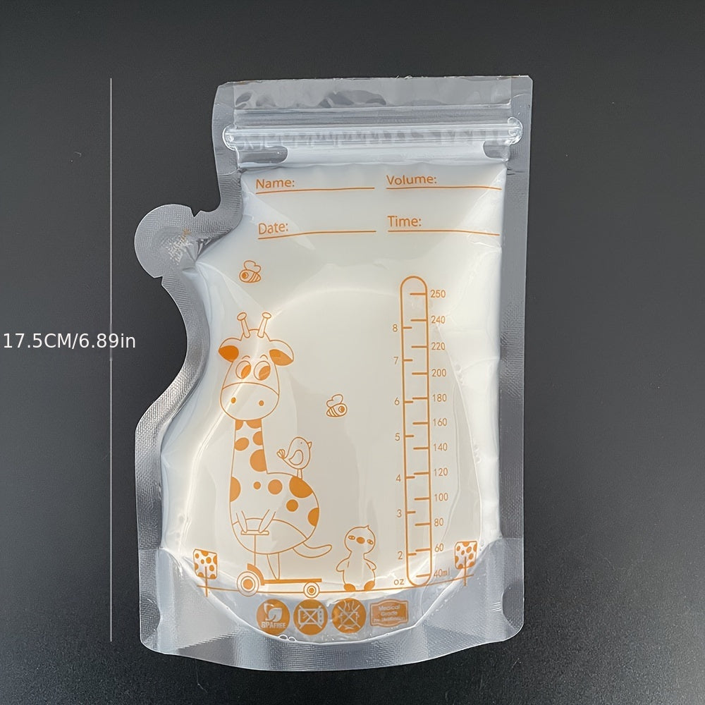 100 Pack 250ml Red Breastmilk Storage Bags Food Grade Leak-Proof Sterilized
