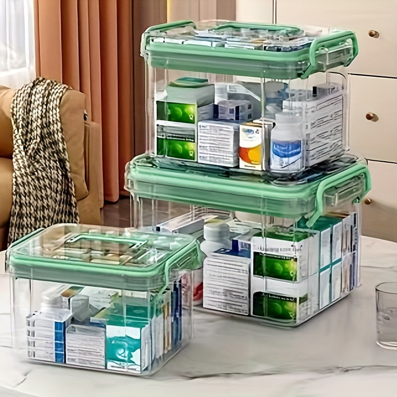 Clear Waterproof Plastic Storage Box Square Clip-On Lid Household Medicine Organization