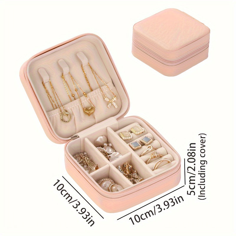 Sun'iy charmli zargarlik buyumlari tashkilotchisi qutisi, ajraladigan bo'linmalari bilan, suv o'tkazmaydigan sayohat saqlash