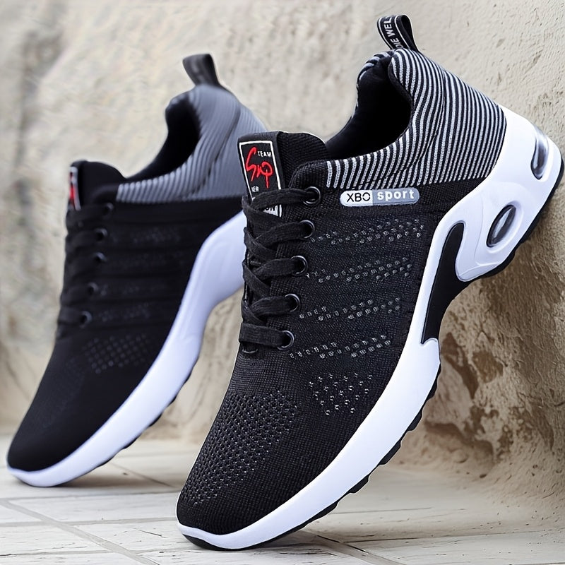 Men's Breathable Running Shoes Lightweight Knit Shock Absorption Anti-Slip Low-Top Sneakers
