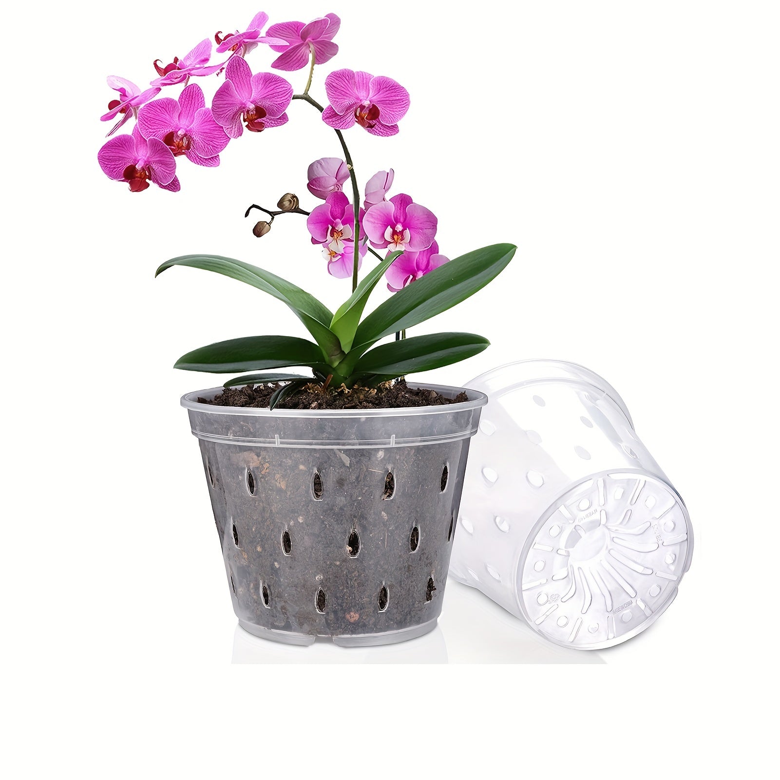 Set of 10 Clear Plastic Orchid Pots 13.97cm with Drainage Holes for Indoor Outdoor