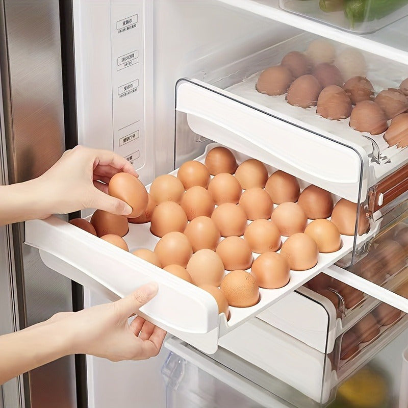 Egg Storage Box Stackable Plastic Fridge Organizer for 60 Eggs