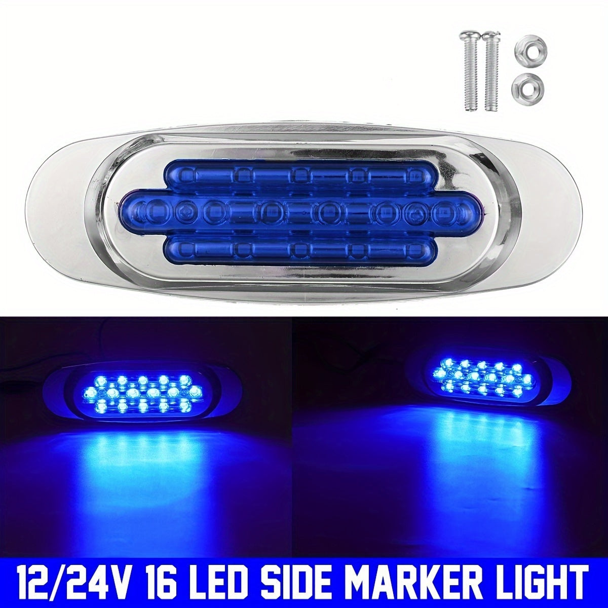 2-Pack Led Car Side Marker Lights 16LED 12-24V Universal Truck Trailer Rear