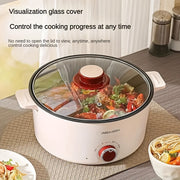 Olla eléctrica de gran volumen de 4.01L con cesta de vapor, sartén antiadherente
