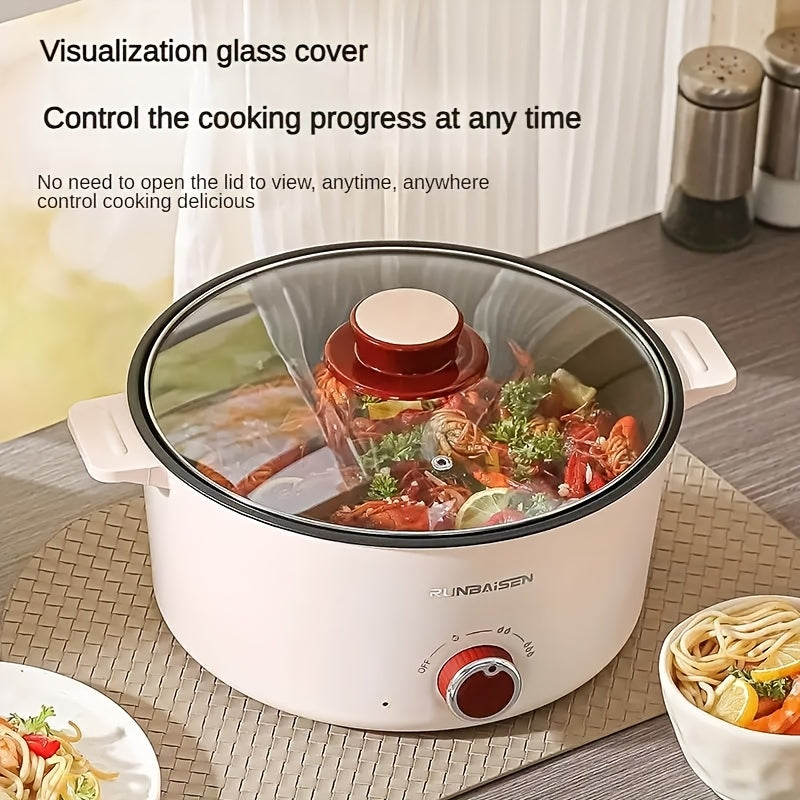 Olla eléctrica de gran volumen de 4.01L con cesta de vapor, sartén antiadherente