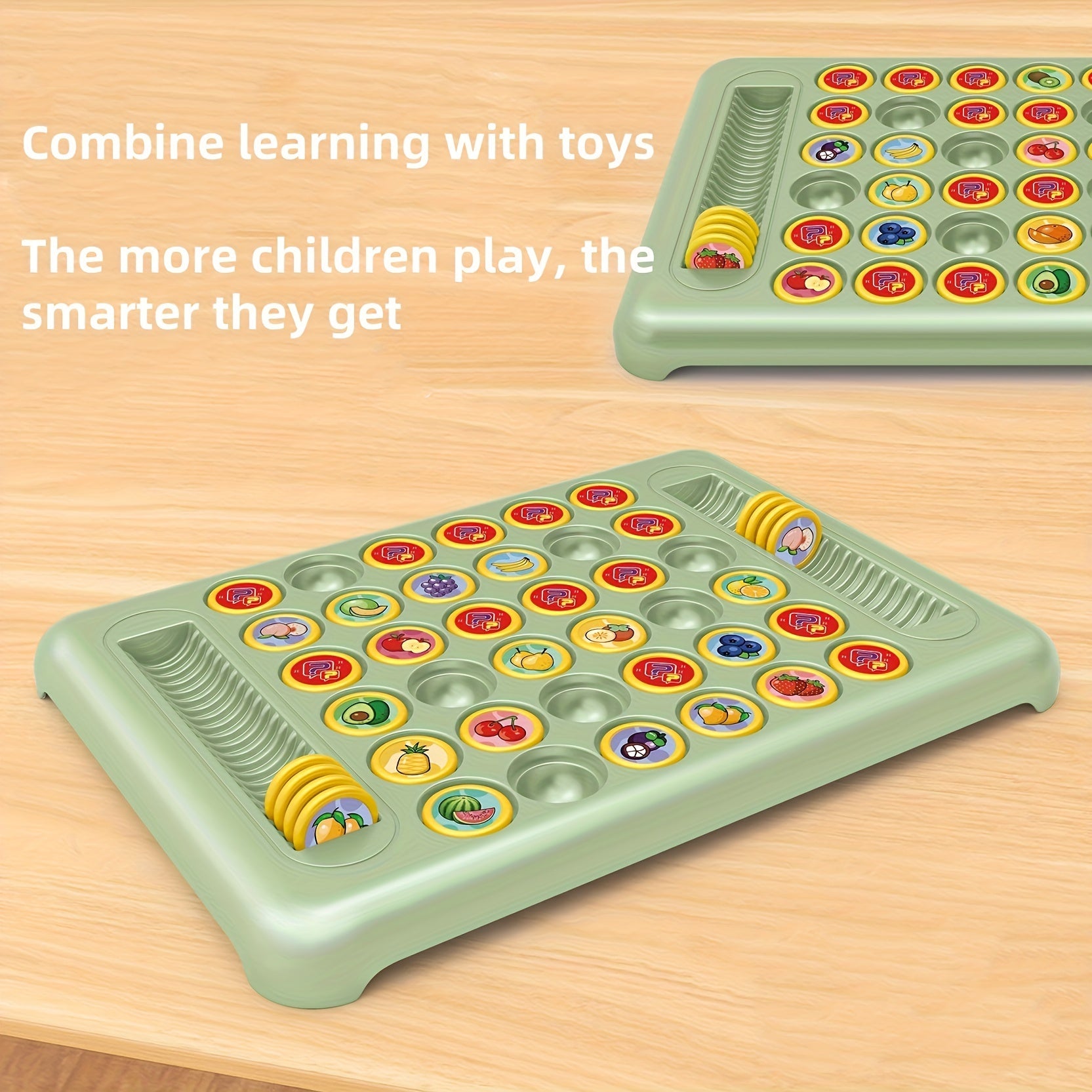 Memory Match Game for Kids 3+ with Fruits and Animals Durable ABS Green