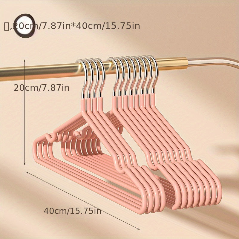 10pcs Stainless Steel Clothes Hangers Non-Slip Durable Thick Core for Adults and Children