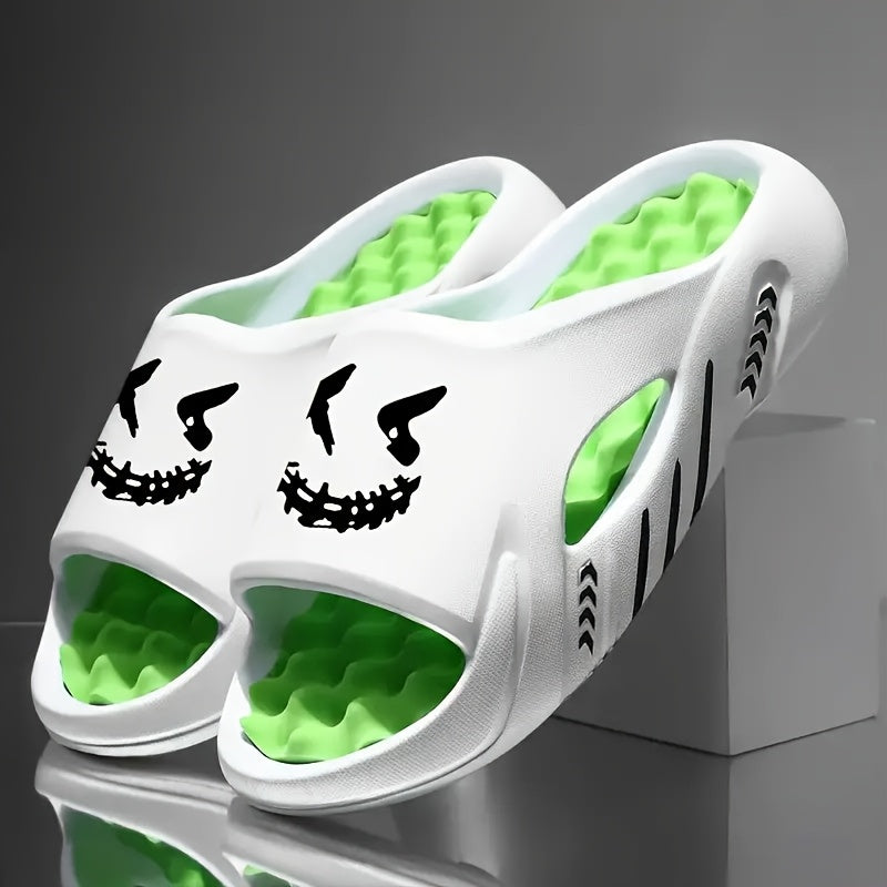 Men's Colorful Printed Slip-On Slippers with Massage Soles Indoor Outdoor EVA