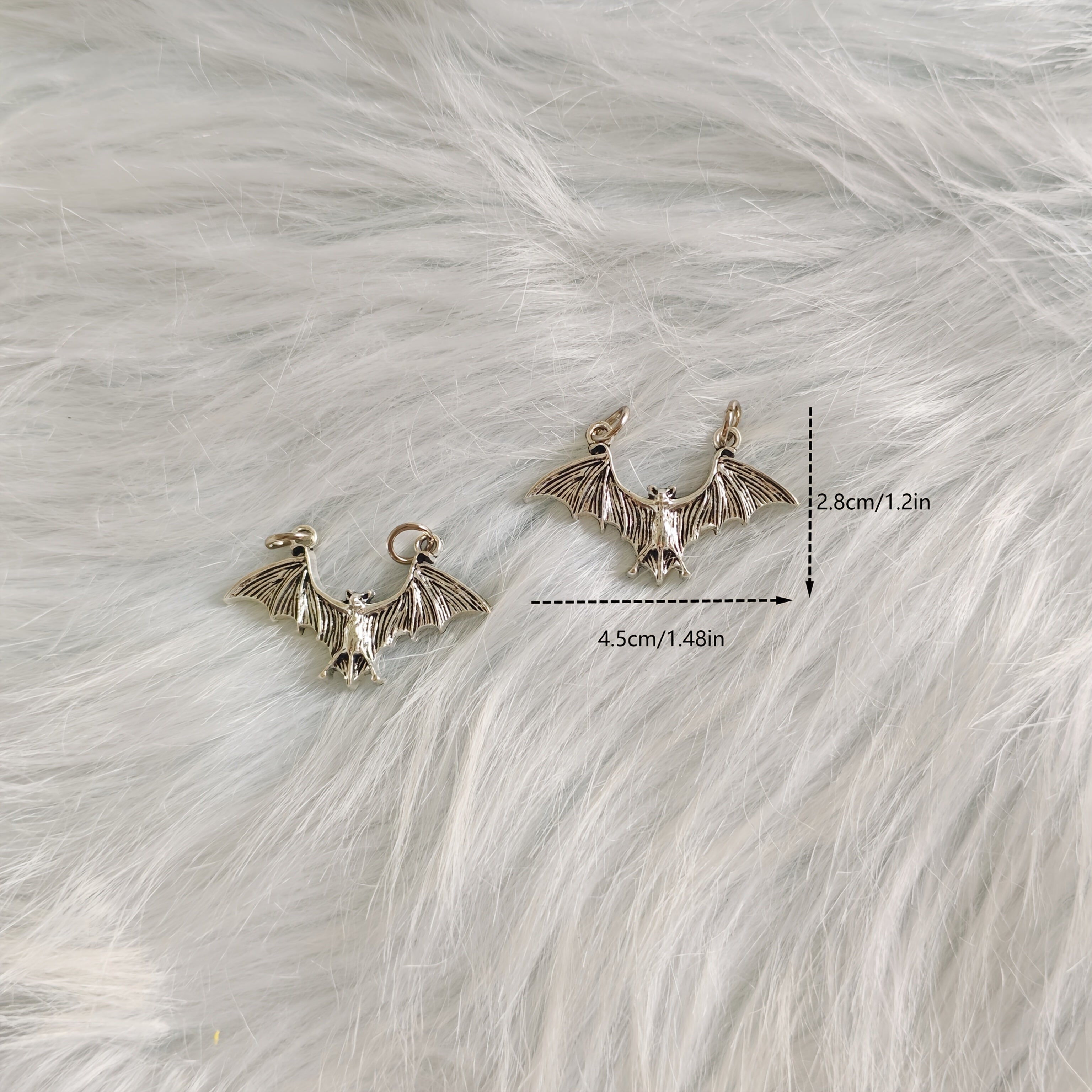 Gothic Punk Bat Shoe Charms Zinc Alloy Silver Distressed Accessories for Boots