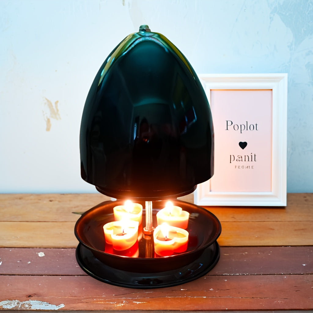 Black Portable Indoor-Outdoor Iron Heater for Tea Light Candle Heating Kit