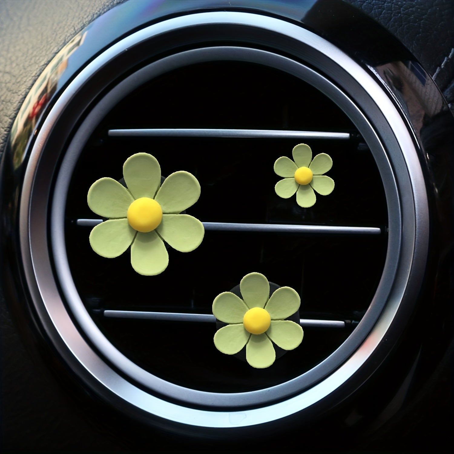 3Pcs Pink Flower Car Air Conditioner Decor Aromatherapy Clip