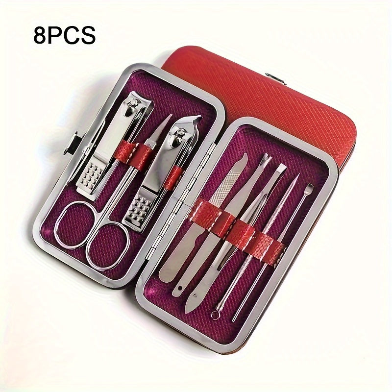 Set of 8 or 19 Stainless Steel Nail Clipper and Manicure Tools for Foot and Nail Care