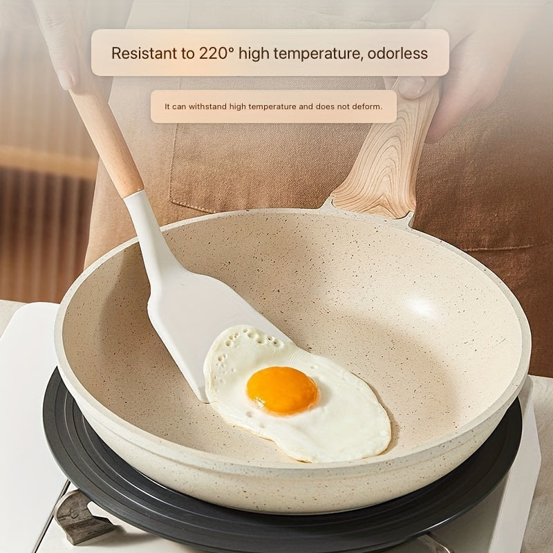 Silicone Spatula with Wooden Handle for Non-Stick Cooking and High Temperatures