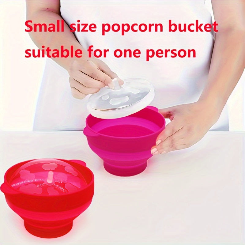 Small BPA-Free Microwave Popcorn Bucket with Foldable Bowl for One Person