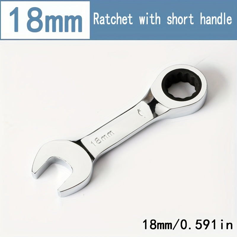Mini Two-Way Ratchet Wrench, 72 Tooth, Metal Open-End, Durable Rust-Proof