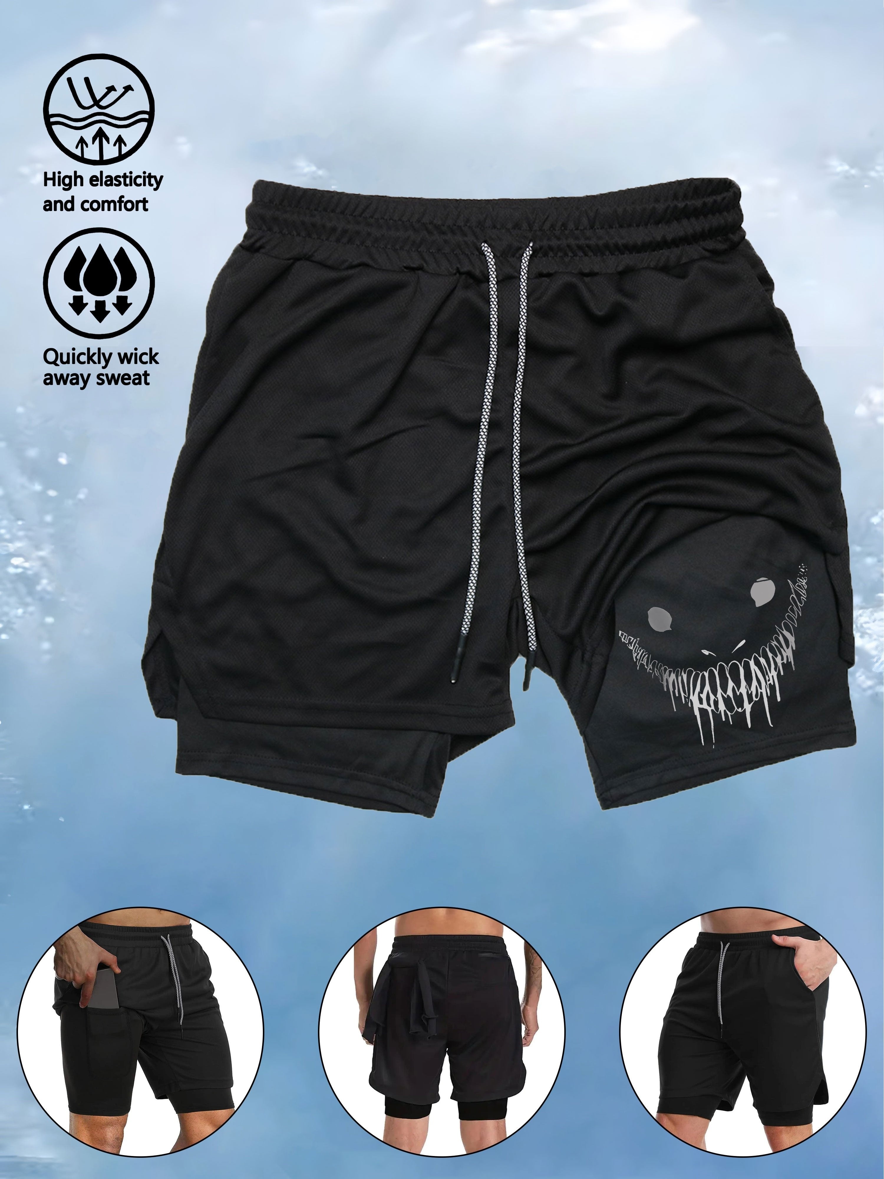 Men's Athletic Fitness Set Shorts and T-Shirt Quick-Dry Knit Fabric for Running Training Hiking