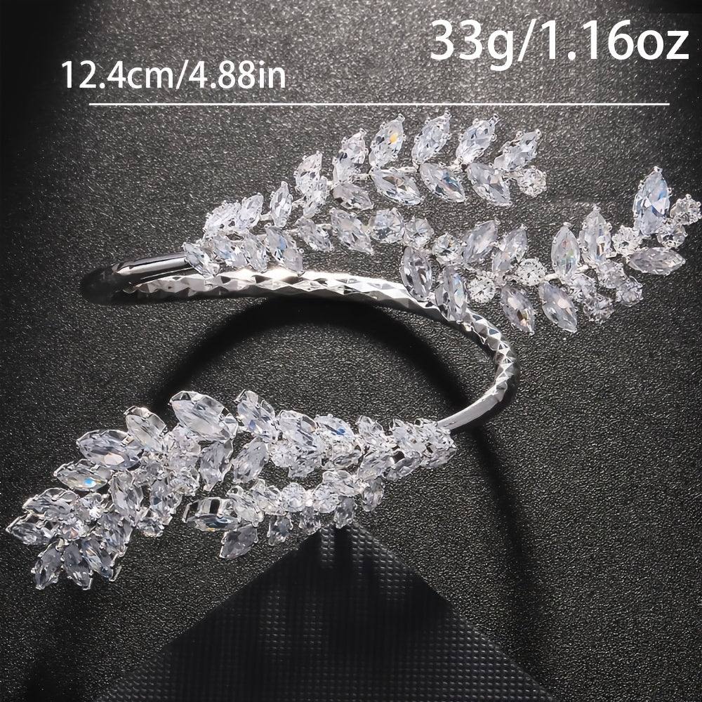 Women’s Leaf Bracelets Rhinestone Open Wedding Jewelry Elegant European American Bridal Accessories