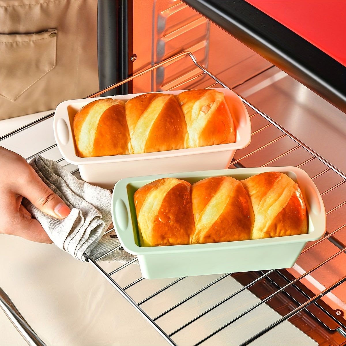 Set of 4 Non-Stick Silicone Loaf Pans for Baking Bread and Toast