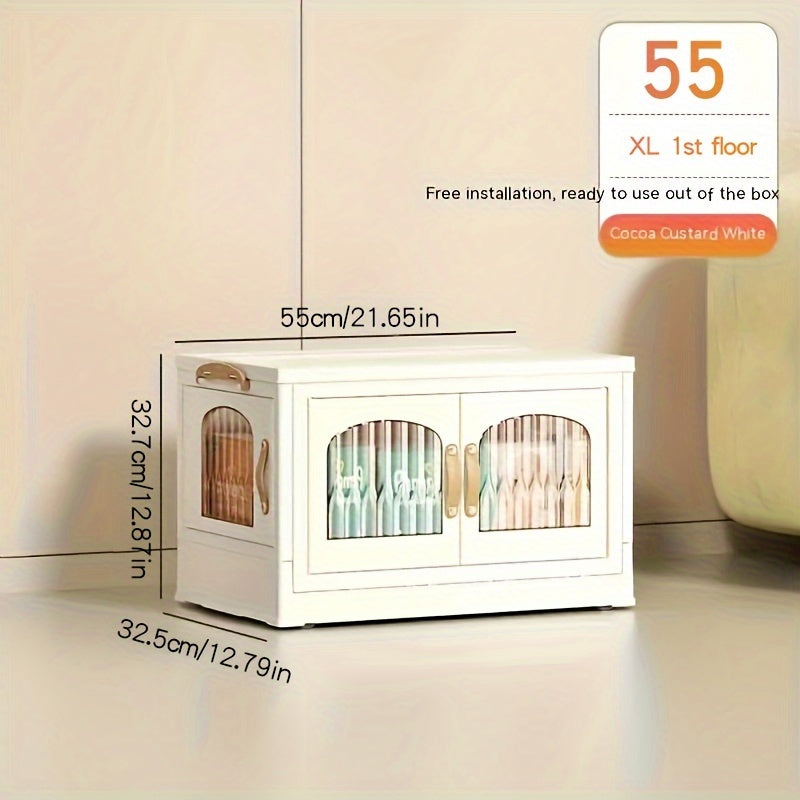 Kitoblar, kiyimlar, o'yinchoqlar, uy jihozlarini shkafda, kiyimlar shkafida, yotoqxona yoki ofisda tartibga solish uchun bitta plastik egiluvchan saqlash qutisi. O'rnatishni talab qilmaydi va ustma-ust joylashtirilishi mumkin.