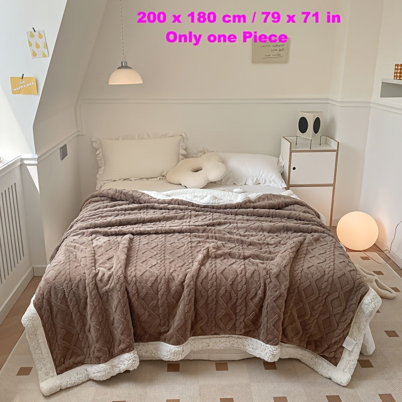 Manta de microfibra de champagne de lujo con patrón de diamantes 3D para uso en todas las estaciones