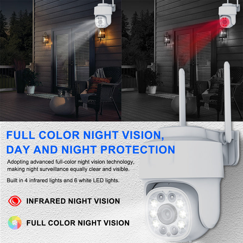 1080P WiFi Security Camera with Color Night Vision Two-Way Audio Motion Alerts Pan-Tilt Smartphone Compatible