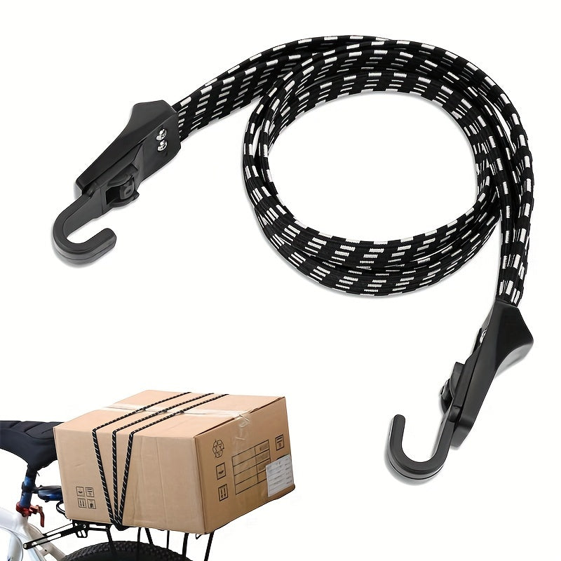 Correa de equipaje para bicicleta ajustable de uso pesado, cuerda elástica tipo bungee, negra