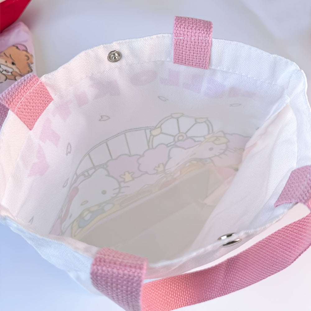 Hello Kitty Animal Print Canvas Travel Bag with Tassel and Buckle Closure