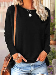 Women's Long Sleeve Crew Neck Tops 3-Pack Solid Knit Stretch Fall Spring