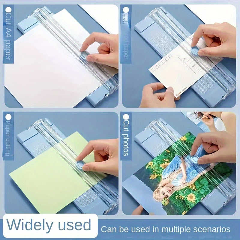 Compact A4 Paper Cutter with Ruler Dual-Direction for Photos and Stationery in Pink Blue Green Purple Black
