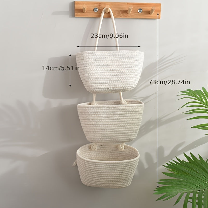 Foldable 3-Layer Wall Hanging Storage Basket for Cosmetics Toiletries Socks