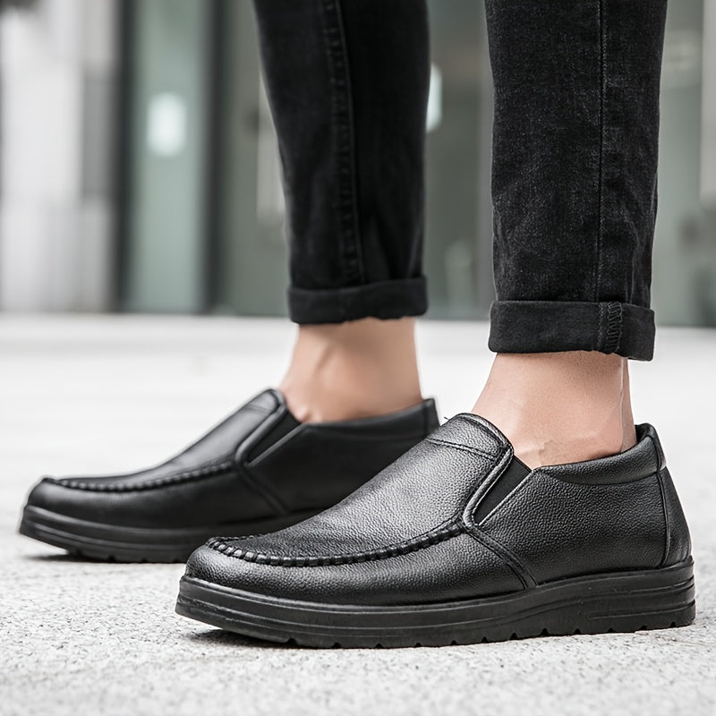 Men's Black Slip-On Loafers Business Casual Dress Shoes All-Season Comfortable Office Formal