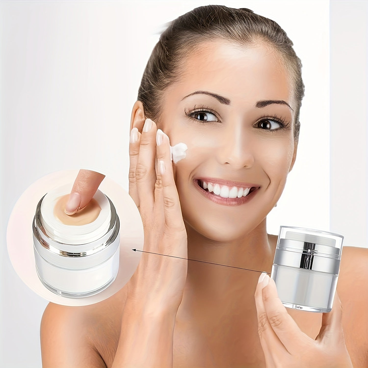 Akrilik havo bo'lmagan pompali shisha, sayohat uchun qayta to'ldiriladigan, teri parvarishi va makiyaj uchun